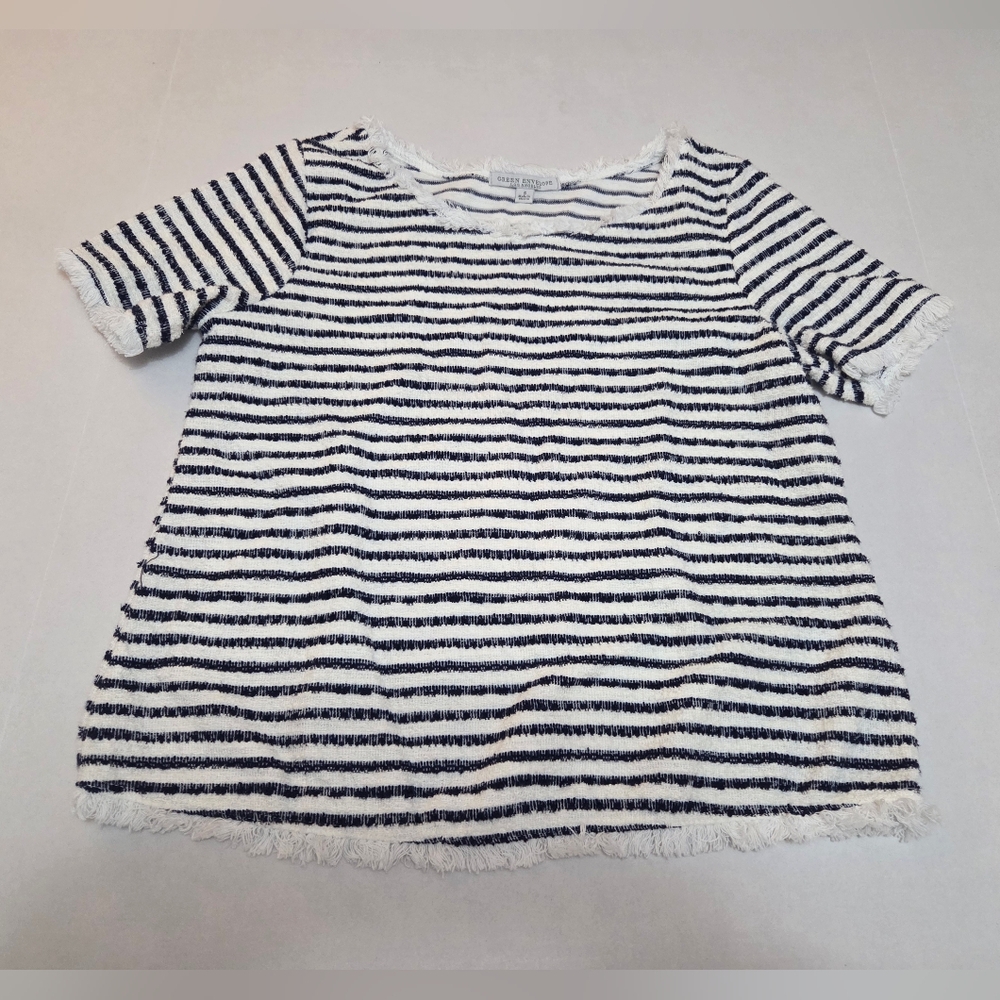 Green Envelope Womens Striped Short Sleeved Top EUC S